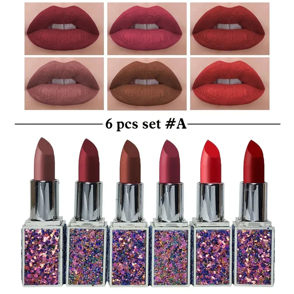 Heng Fang Diamond 6 Pc Long Lasting Matte Lipsticks Set - Buy Online in Pakistan at Cosmia.pk