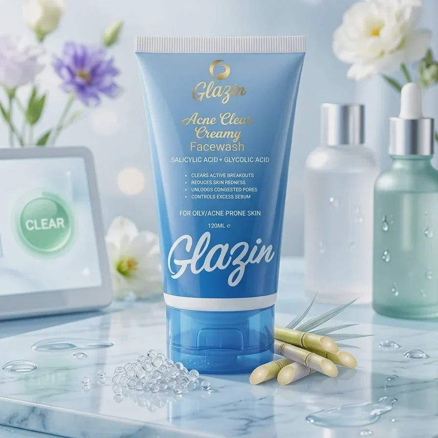 Glazin Acne Clear Creamy Facewash - 120ml - Buy Online in Pakistan at Cosmia.pk
