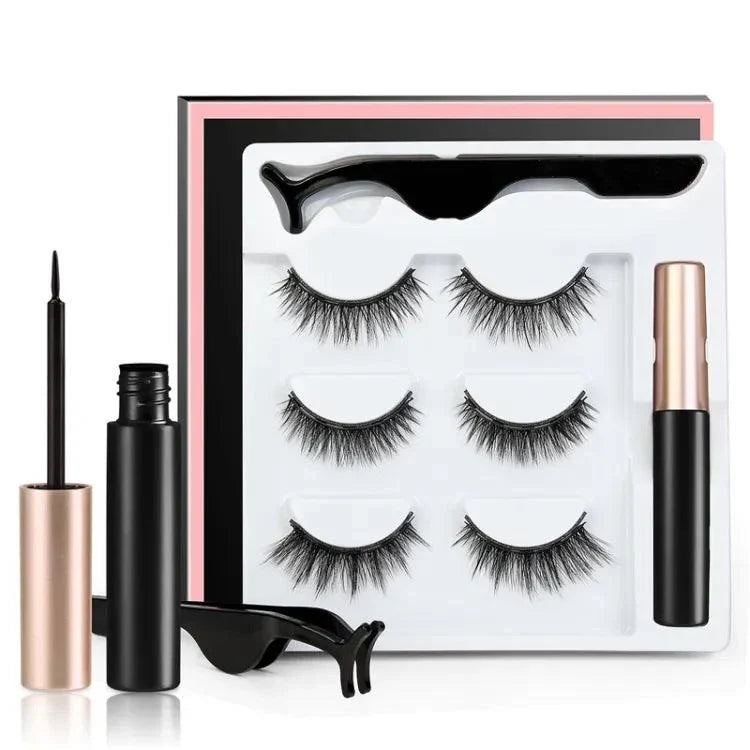 3 Pairs Magnetic Eyelash With Magnetic Liquid Eyeliner & Tweezer - Buy Online in Pakistan at Cosmia.pk
