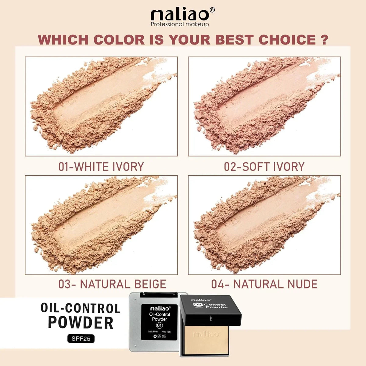 Maliao Cool & Refreshing Oil Control Powder Compact with SPF 25 - Buy Online in Pakistan at Cosmia.pk