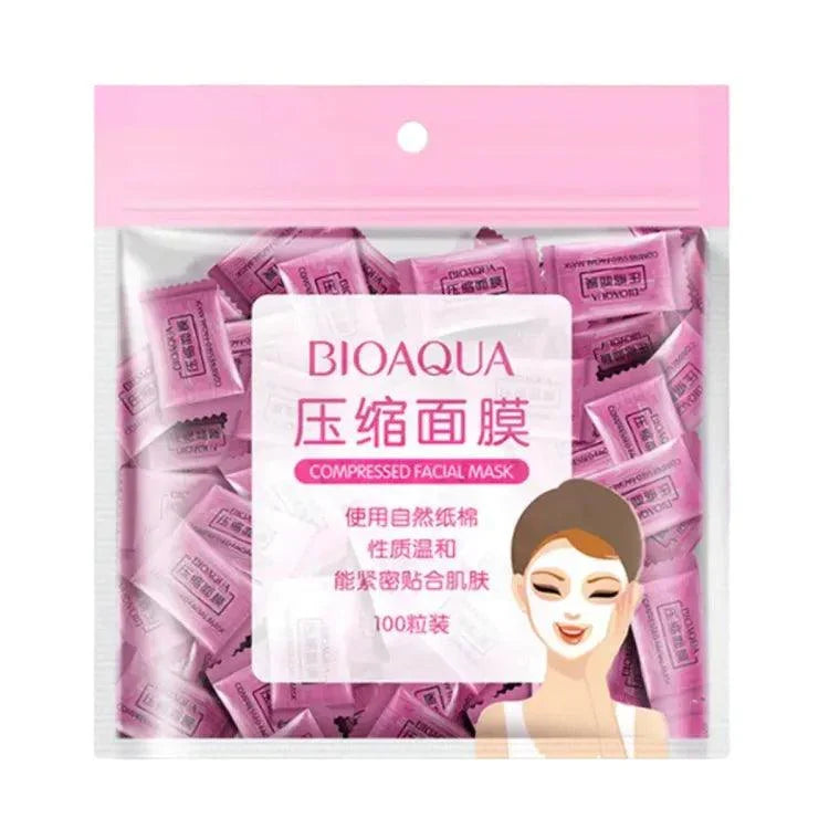 Bioaqua Compressed Facial Toffee Face Sheet Mask - 50 Pcs - Buy Online in Pakistan at Cosmia.pk