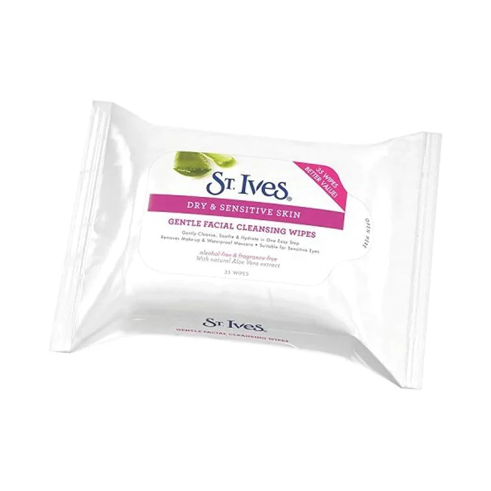 St. Ives Dry & Sensitive Skin Gentle Facial Cleansing Wipes 35s - Buy Online in Pakistan at Cosmia.pk