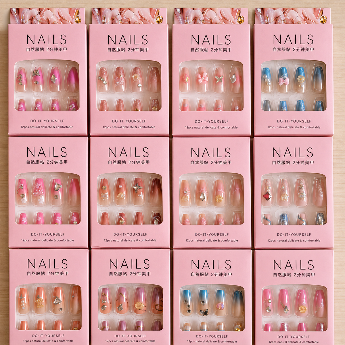 Premium Pink Press On Nails – 12Pcs - Buy Online in Pakistan at Cosmia.pk