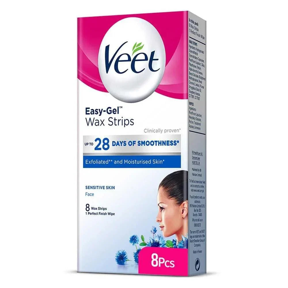 Veet Easy-Gel Face Wax Strips, For Sensitive Skin, 8-Pack - Buy Online in Pakistan at Cosmia.pk