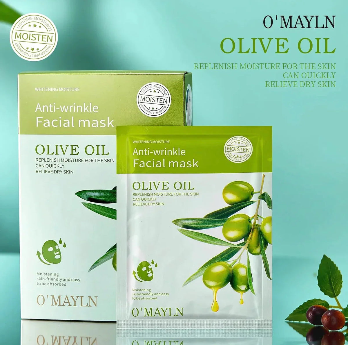 O'Mayln Anti-Wrinkle Olive Oil Facial Mask - 10 PCS - Buy Online in Pakistan at Cosmia.pk