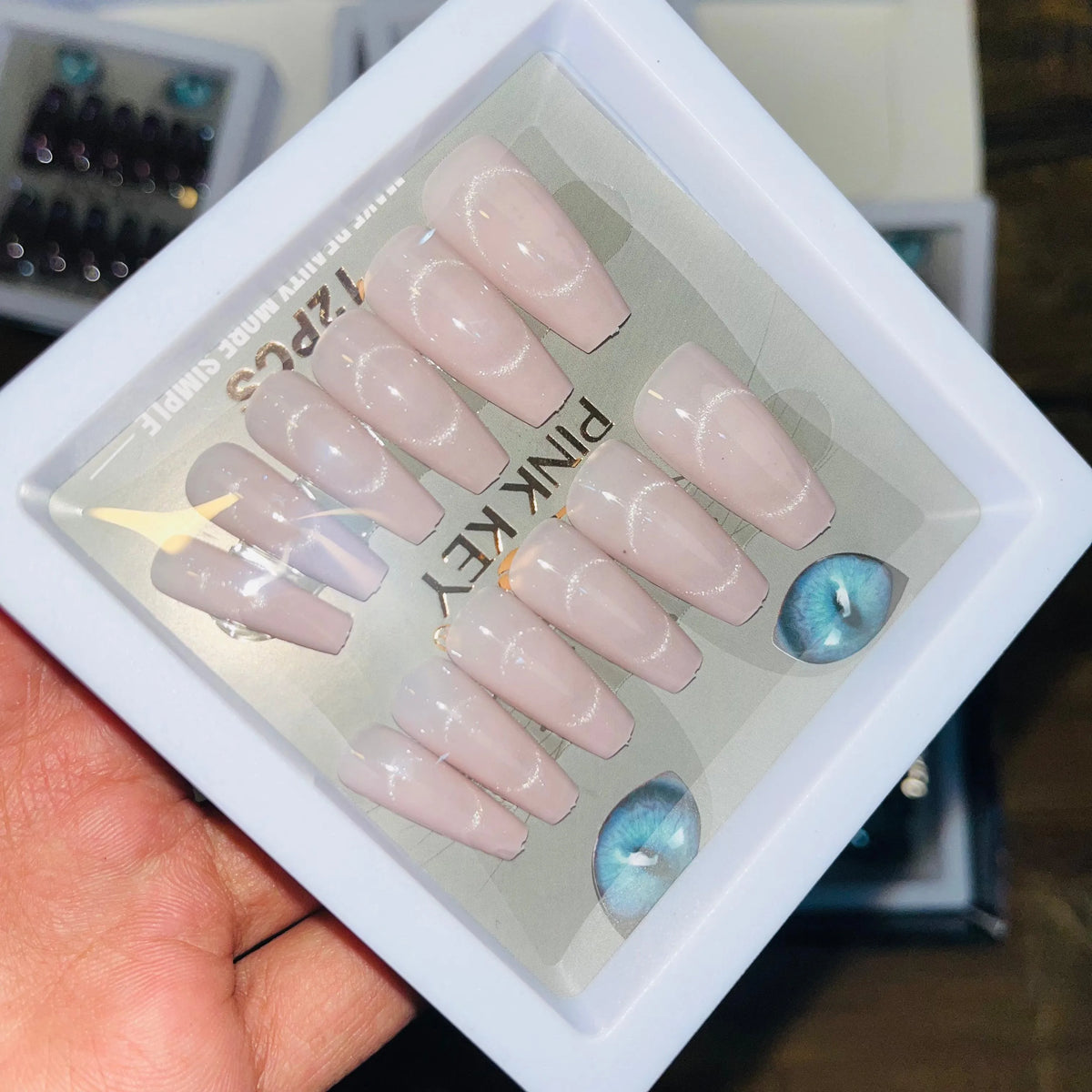 Pink key Stylish Salon Look Artifical Nails With Free Stickers (12 - Buy Online in Pakistan at Cosmia.pk