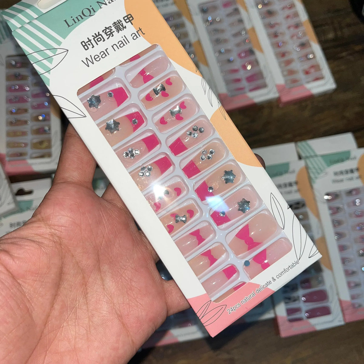 Linqi Artifical Nails With Free Stickers (24Pcs) - Buy Online in Pakistan at Cosmia.pk
