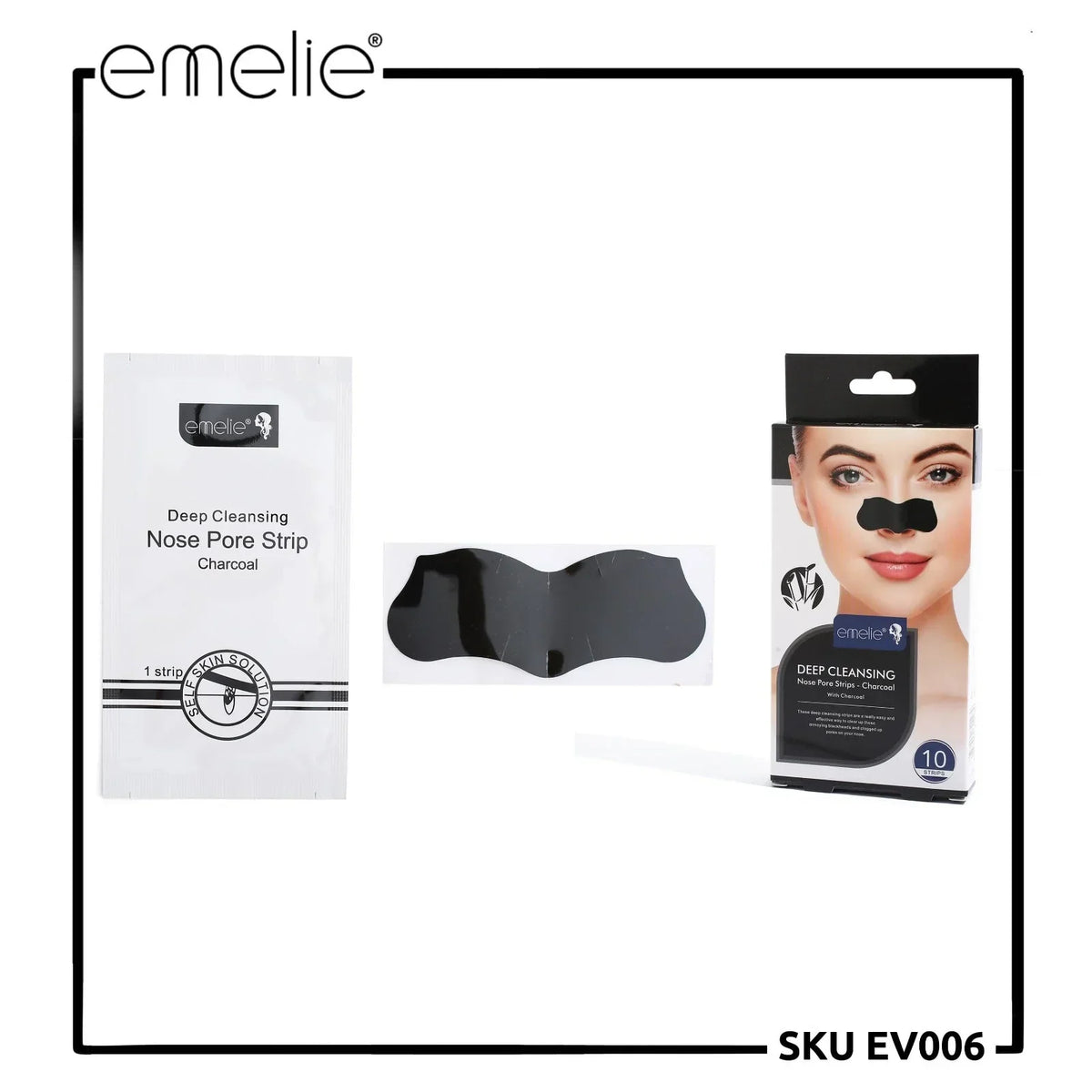 Emelie Deep Cleansing Nose Pore Strips With Charcoal (10 Strips) - Buy Online in Pakistan at Cosmia.pk