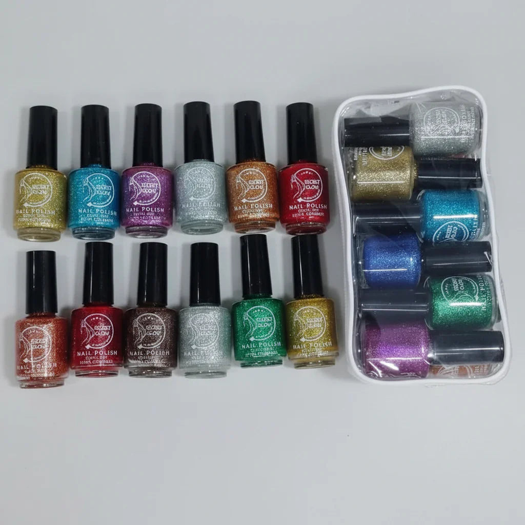 Secret Glow Glitter Nail Polish - 12 Pcs - Buy Online in Pakistan at Cosmia.pk