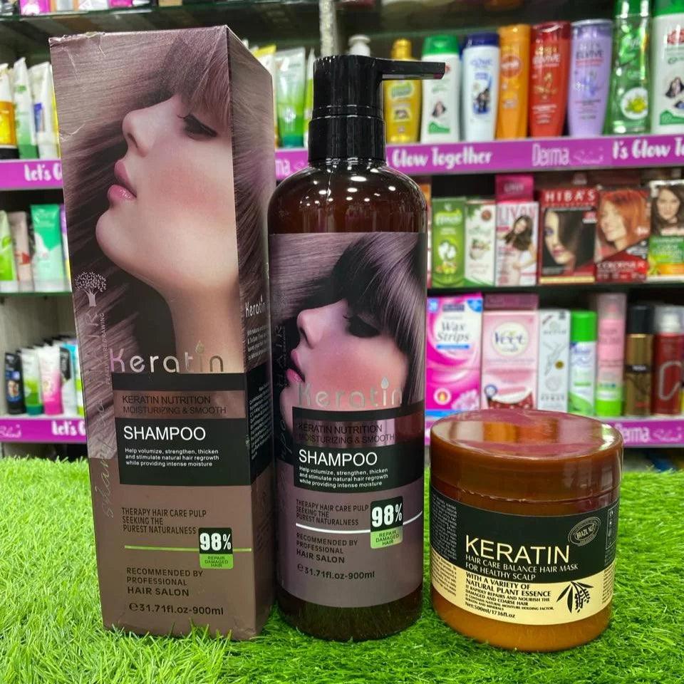 Keratin Shampoo 900ml + Keratin Mask 500ml - Buy Online in Pakistan at Cosmia.pk