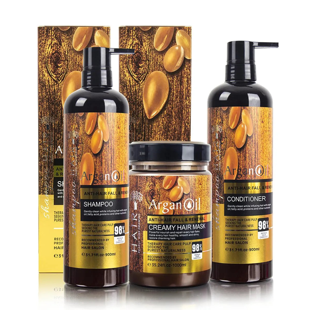 Argan Oil Extract Protein Shampoo Conditioner 900ml & Hair Mask - Buy Online in Pakistan at Cosmia.pk