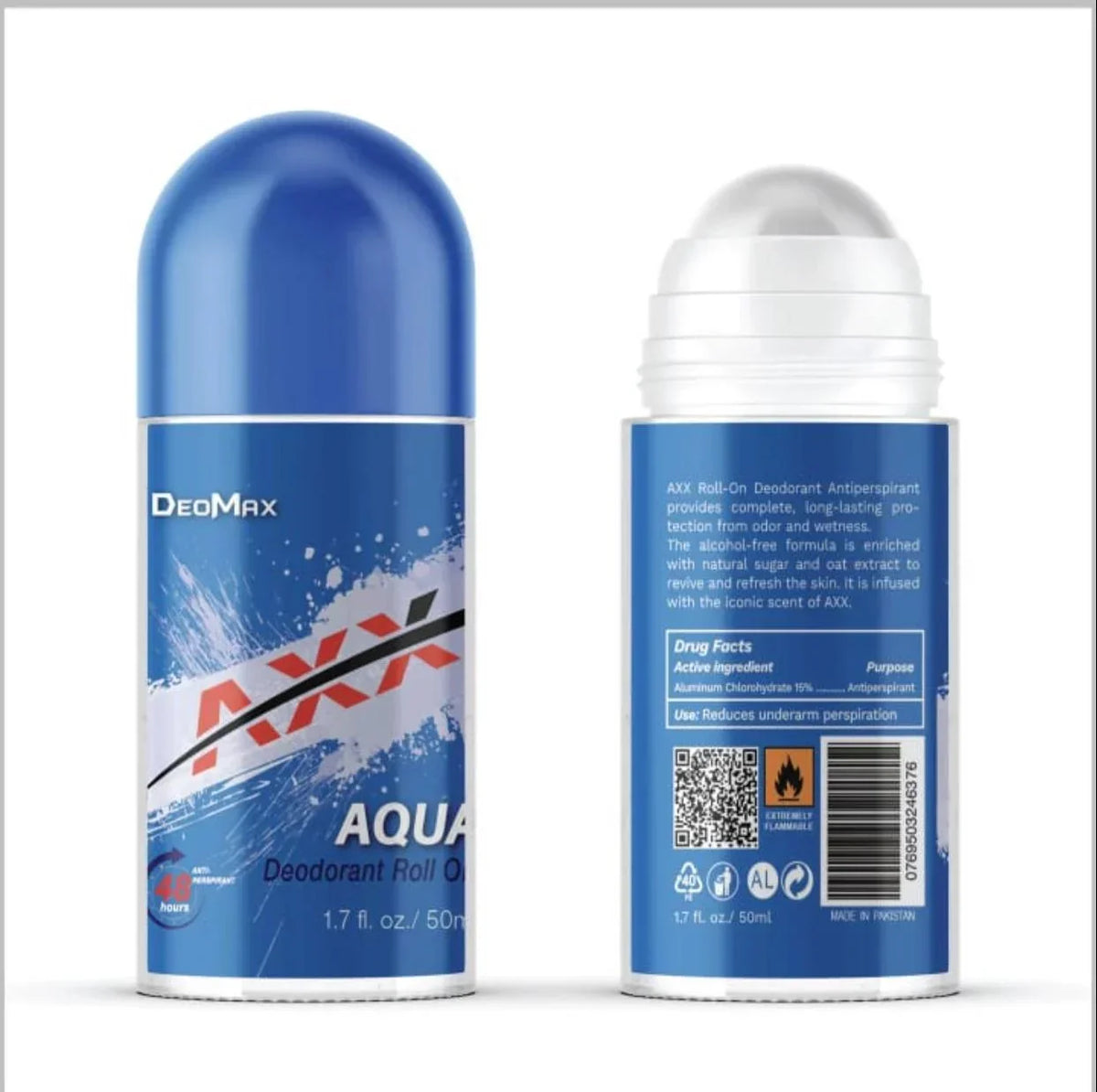 Deomax Aqua Deodorant Roll On 48H Long Lasting 50ml - Buy Online in Pakistan at Cosmia.pk