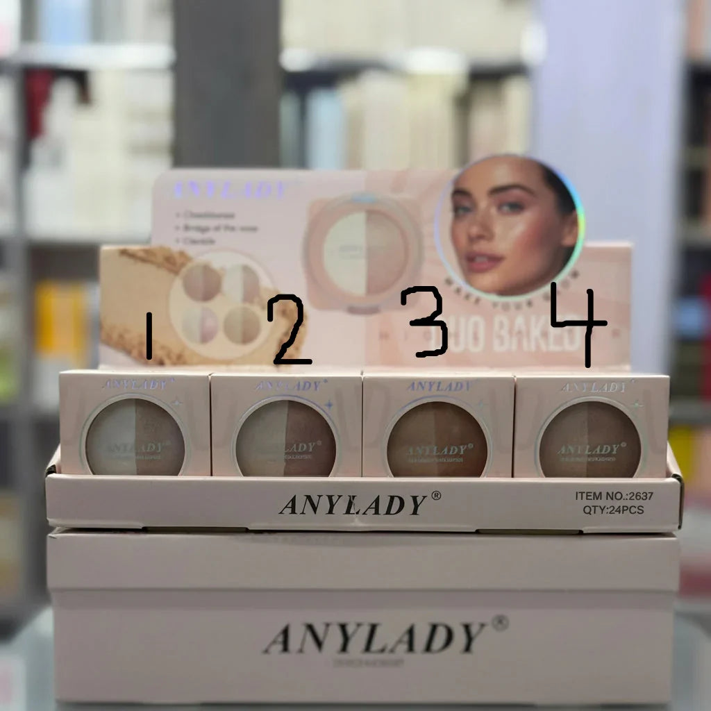 ANYLADY Duo Baked Highlighter Compact – 2-in-1 Shimmer & Glow Powder - Buy Online in Pakistan at Cosmia.pk