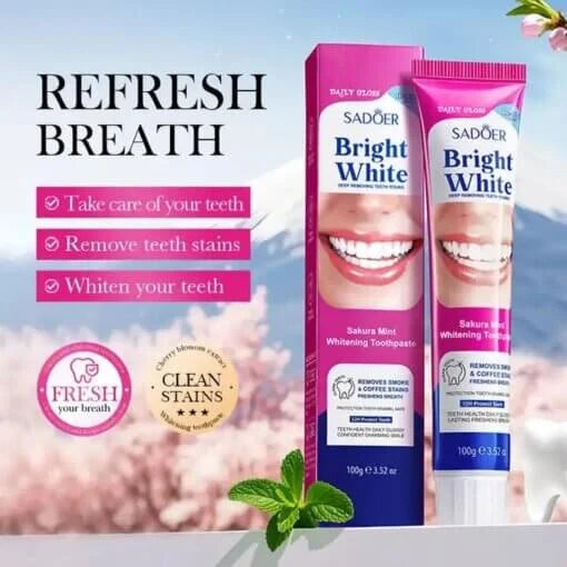 Sadoer Bright White Sakura Mint Whitening Toothpaste 100g - Buy Online in Pakistan at Cosmia.pk