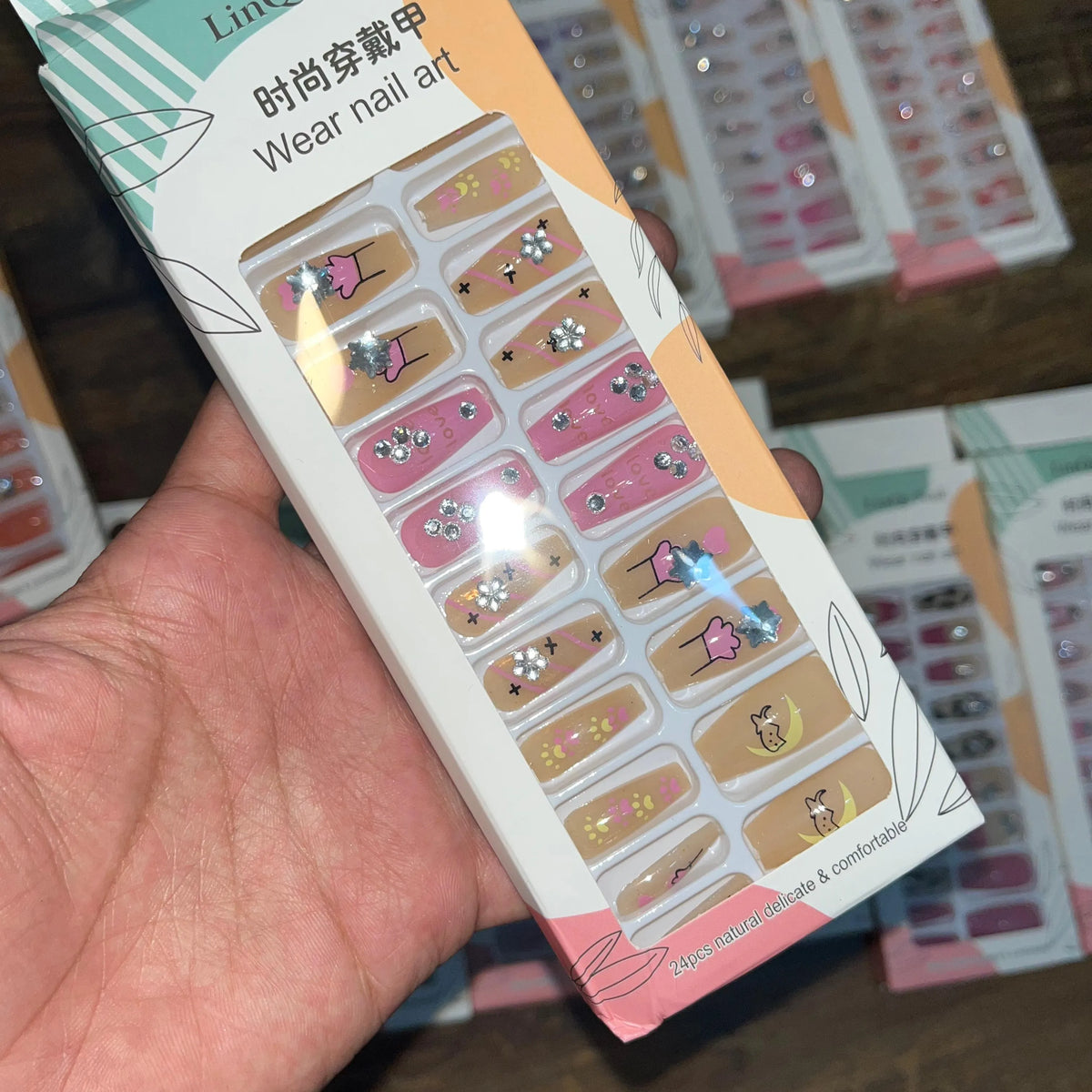Linqi Artifical Nails With Free Stickers (24Pcs) - Buy Online in Pakistan at Cosmia.pk