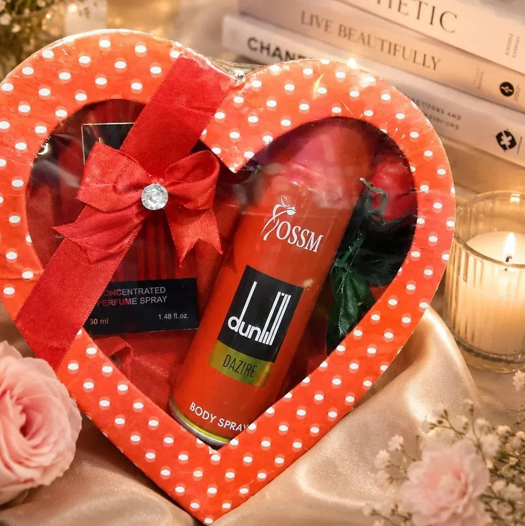 Heart Shape Gift Pack 2 Pcs Perfume 35ml + 200ml Body Spray Set - Buy Online in Pakistan at Cosmia.pk
