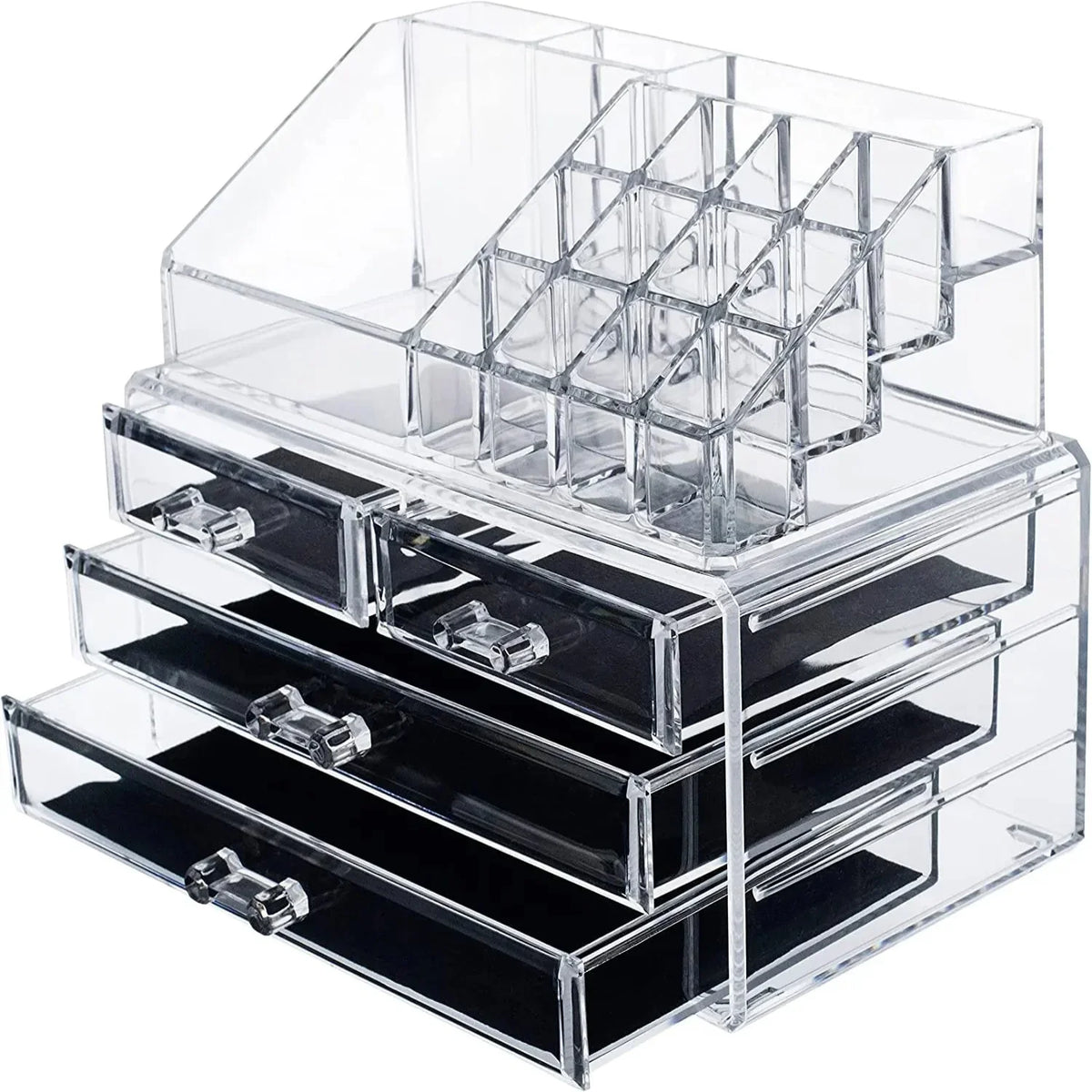 Acrylic Makeup Organizer Drawers Stand, Brush and Jewellery Storage - Buy Online in Pakistan at Cosmia.pk