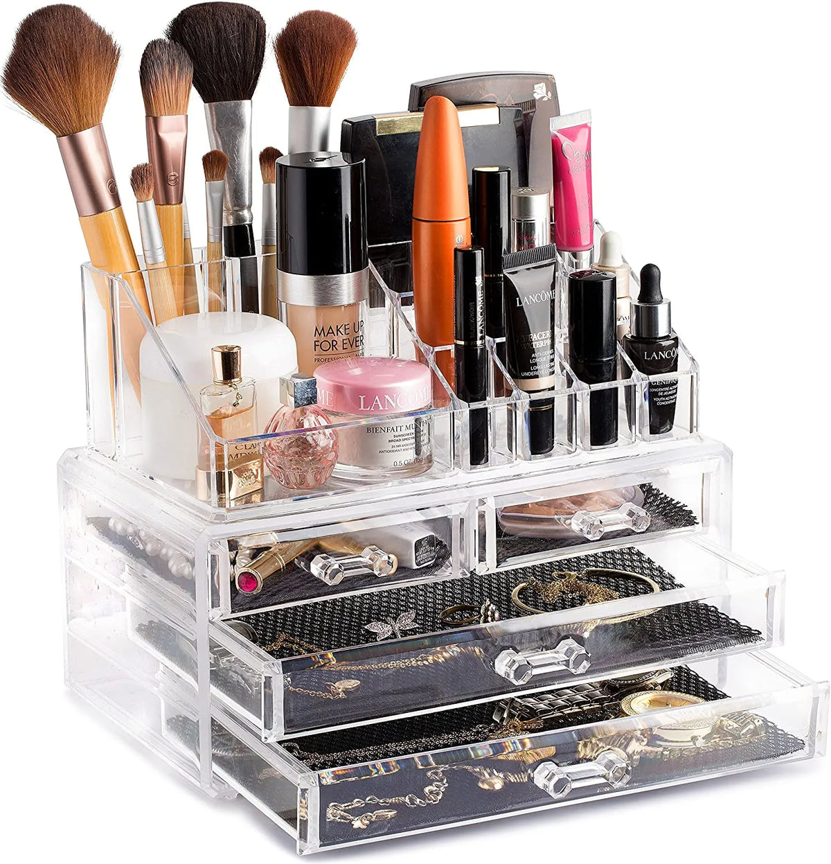 Acrylic Makeup Organizer Drawers Stand, Brush Holder and Jewellery Storage - Buy Online in Pakistan at Cosmia.pk