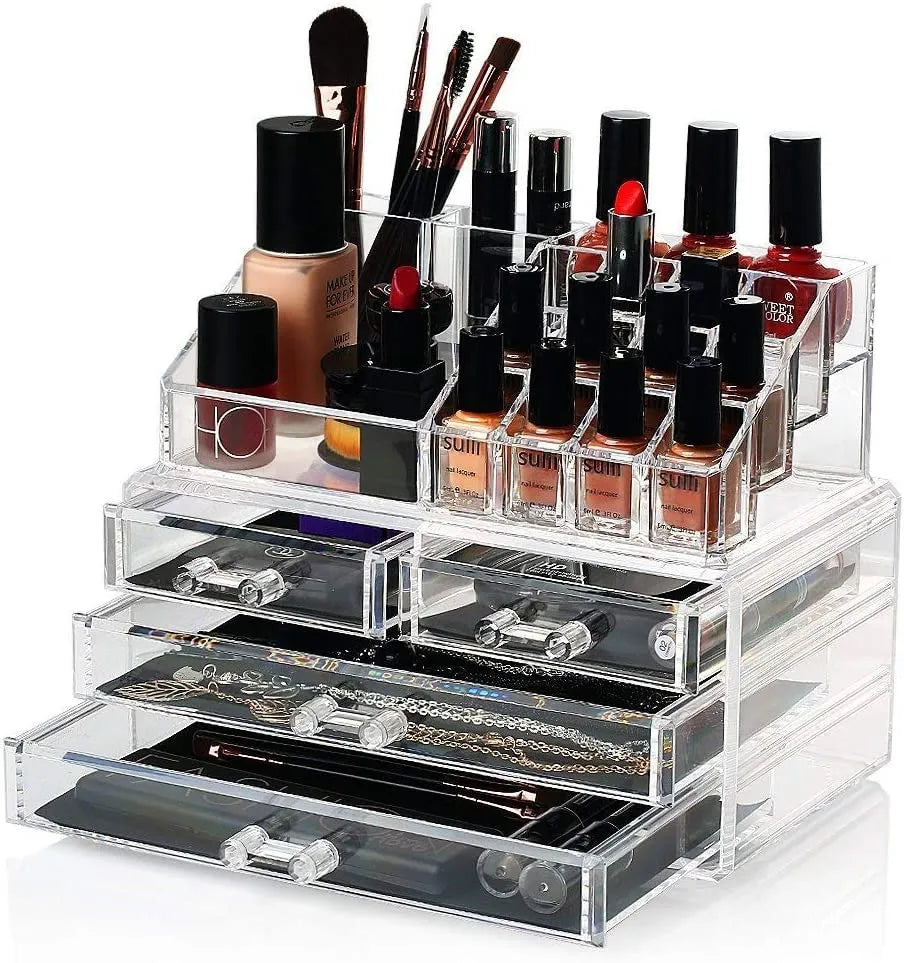 Acrylic Makeup Organizer Drawers Stand, Brush Holder and Jewellery Storage - Buy Online in Pakistan at Cosmia.pk