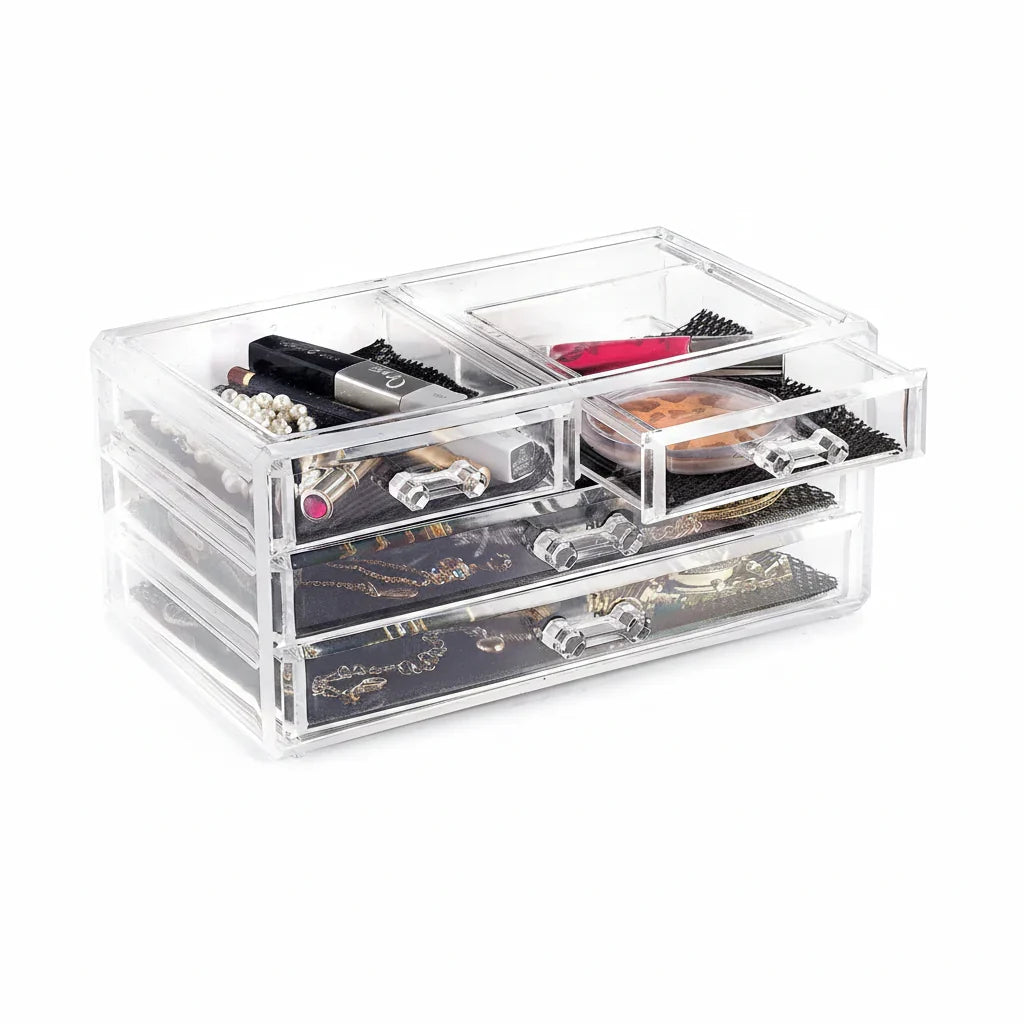 Acrylic Makeup Organizer Drawers Stand, Brush and Jewellery Storage - Buy Online in Pakistan at Cosmia.pk