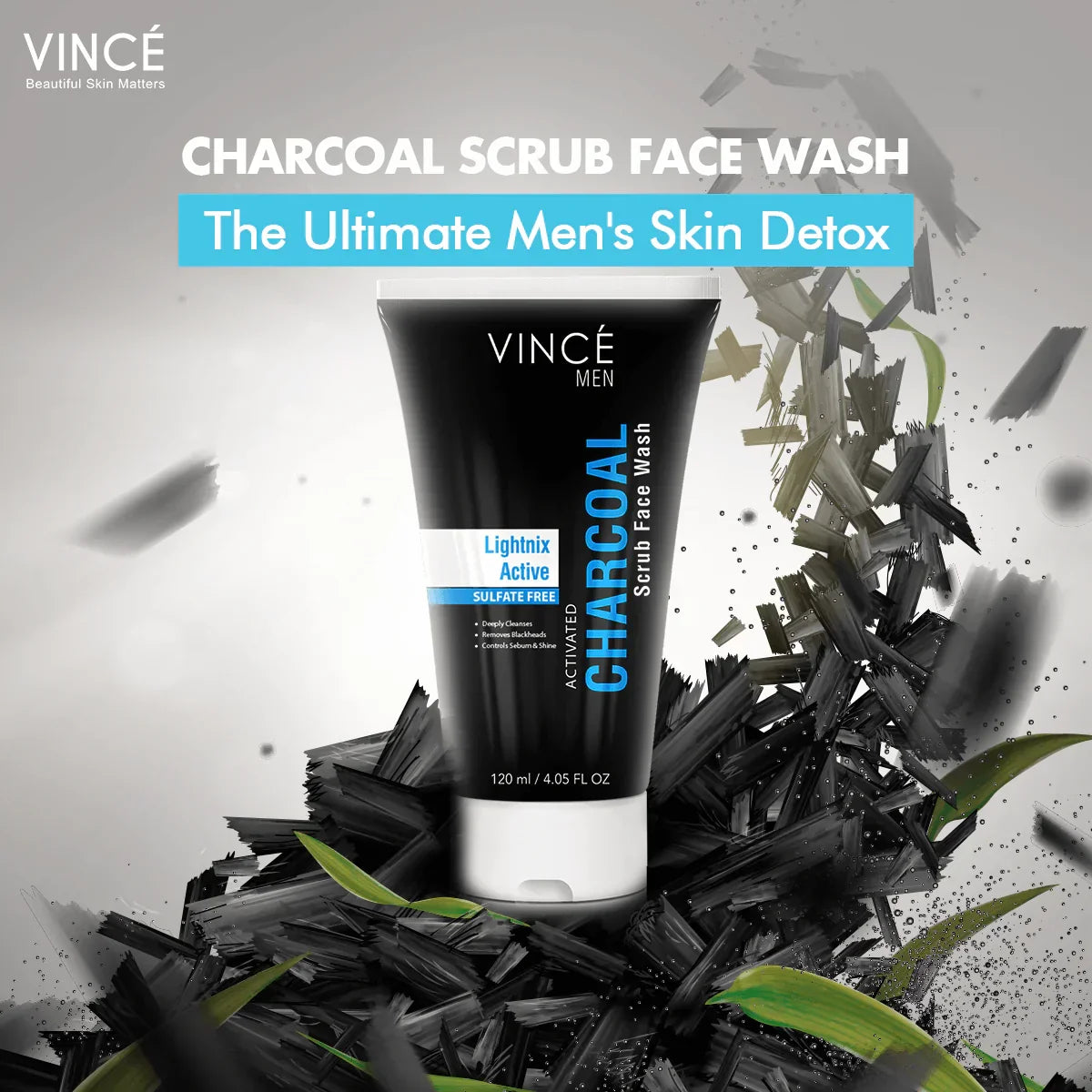 Vince Activated Charcoal Scrub Face Wash for Men - 120ml - Buy Online in Pakistan at Cosmia.pk