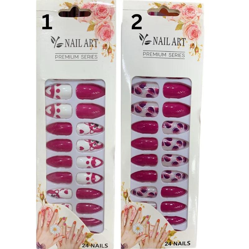 24 Pcs Nail Art Premium Series Fake Nails - Buy Online in Pakistan at Cosmia.pk