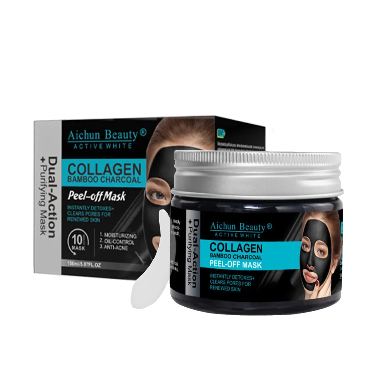 Aichun beauty Collagen Bamboo Charcoal Vegan Peel-Off Facial Mask - Buy Online in Pakistan at Cosmia.pk