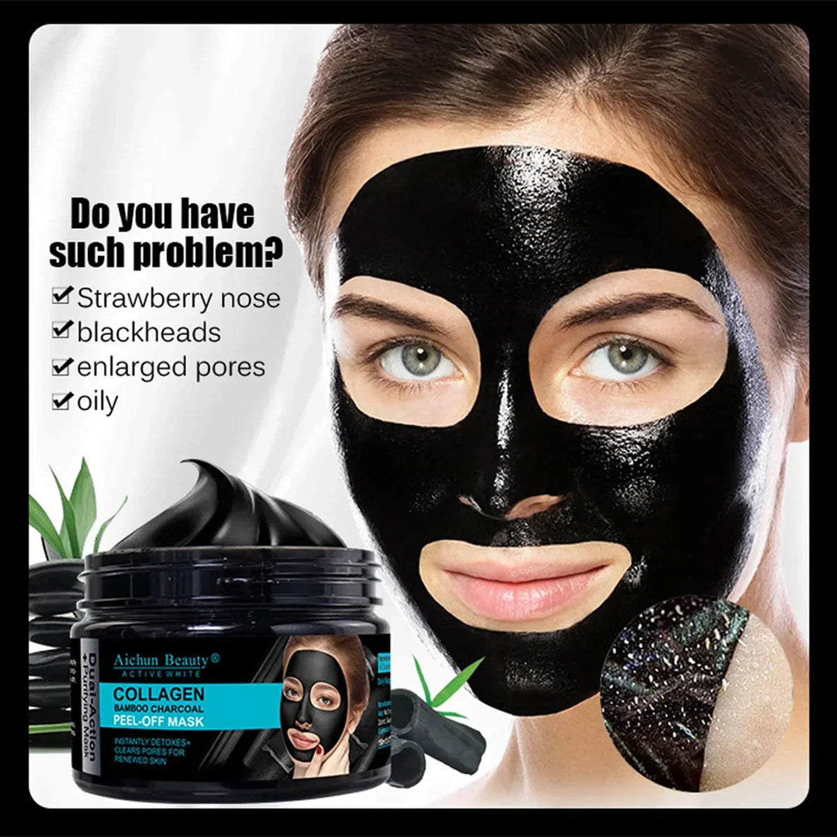 Aichun beauty Collagen Bamboo Charcoal Vegan Peel-Off Facial Mask - Buy Online in Pakistan at Cosmia.pk