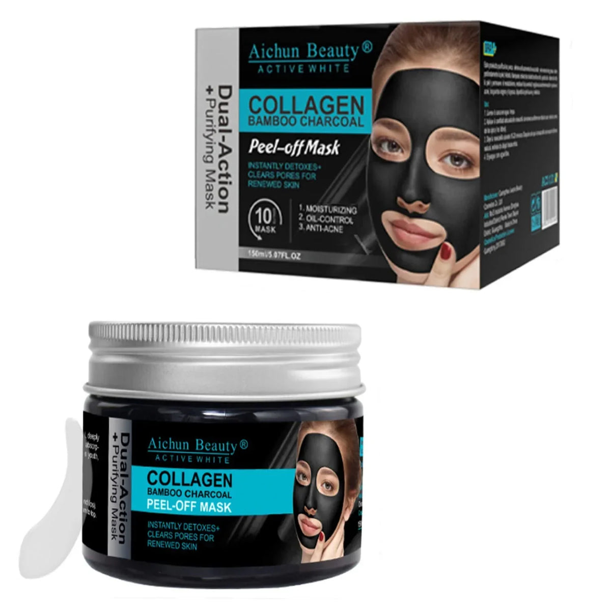 Aichun beauty Collagen Bamboo Charcoal Vegan Peel-Off Facial Mask - Buy Online in Pakistan at Cosmia.pk