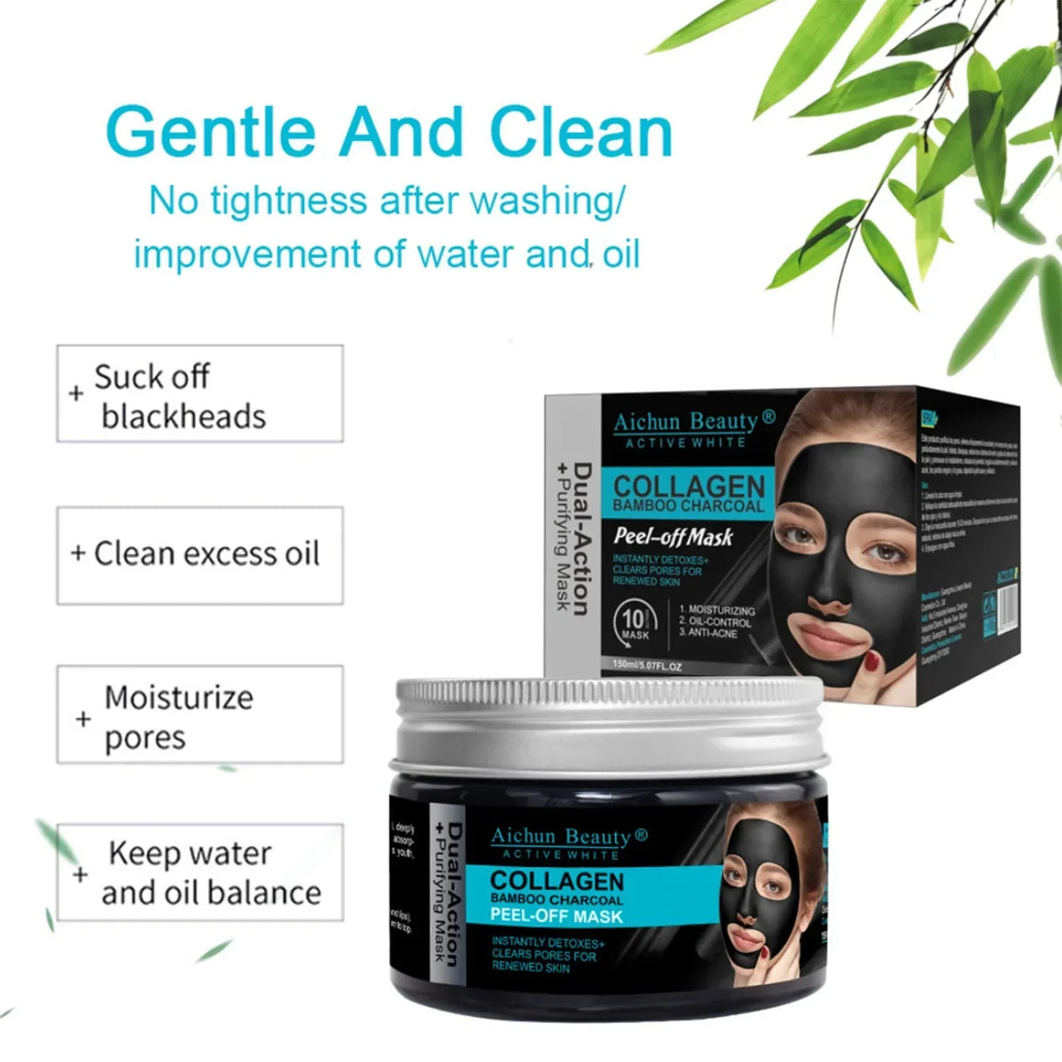 Aichun beauty Collagen Bamboo Charcoal Vegan Peel-Off Facial Mask - Buy Online in Pakistan at Cosmia.pk