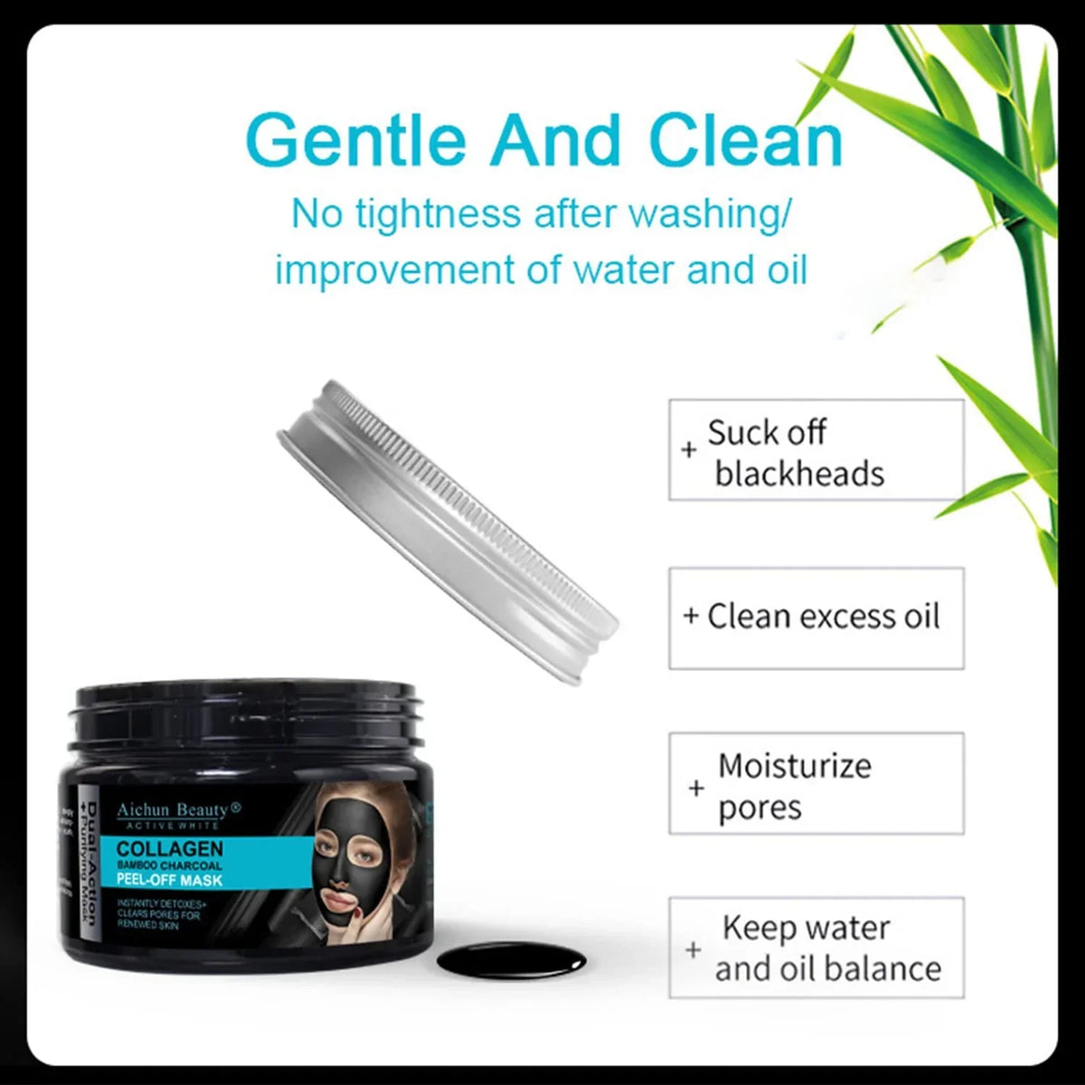 Aichun beauty Collagen Bamboo Charcoal Vegan Peel-Off Facial Mask - Buy Online in Pakistan at Cosmia.pk