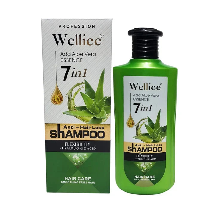 Wellice 7 in 1 Anti - Hair Loss Aloe vera Hyalruonic Acid & Soothing Frizz Shampoo 400g - Buy Online in Pakistan at Cosmia.pk