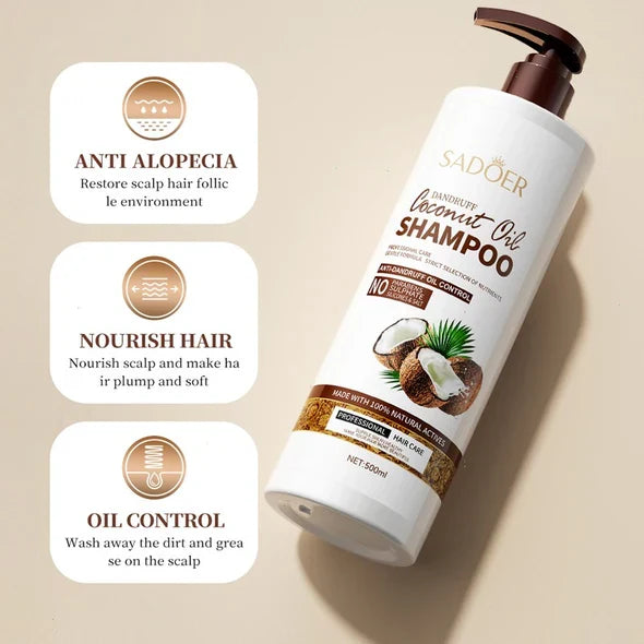 Sadoer Anti Dandruff Coconut Oil Nourishing Smooth Fluffy Shampoo 500ml - Buy Online in Pakistan at Cosmia.pk