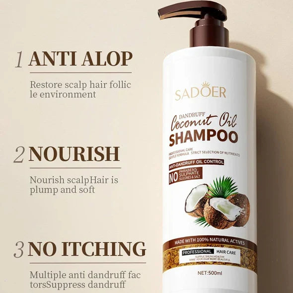 Sadoer Anti Dandruff Coconut Oil Nourishing Smooth Fluffy Shampoo 500ml - Buy Online in Pakistan at Cosmia.pk