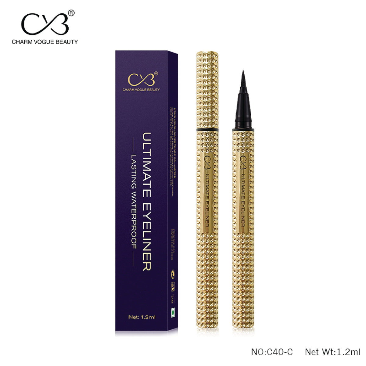 CVB Gold Star Eyeliner Lasting Waterproof 1.2ml - box and gold pen - Buy Online in Pakistan at Cosmia.pk