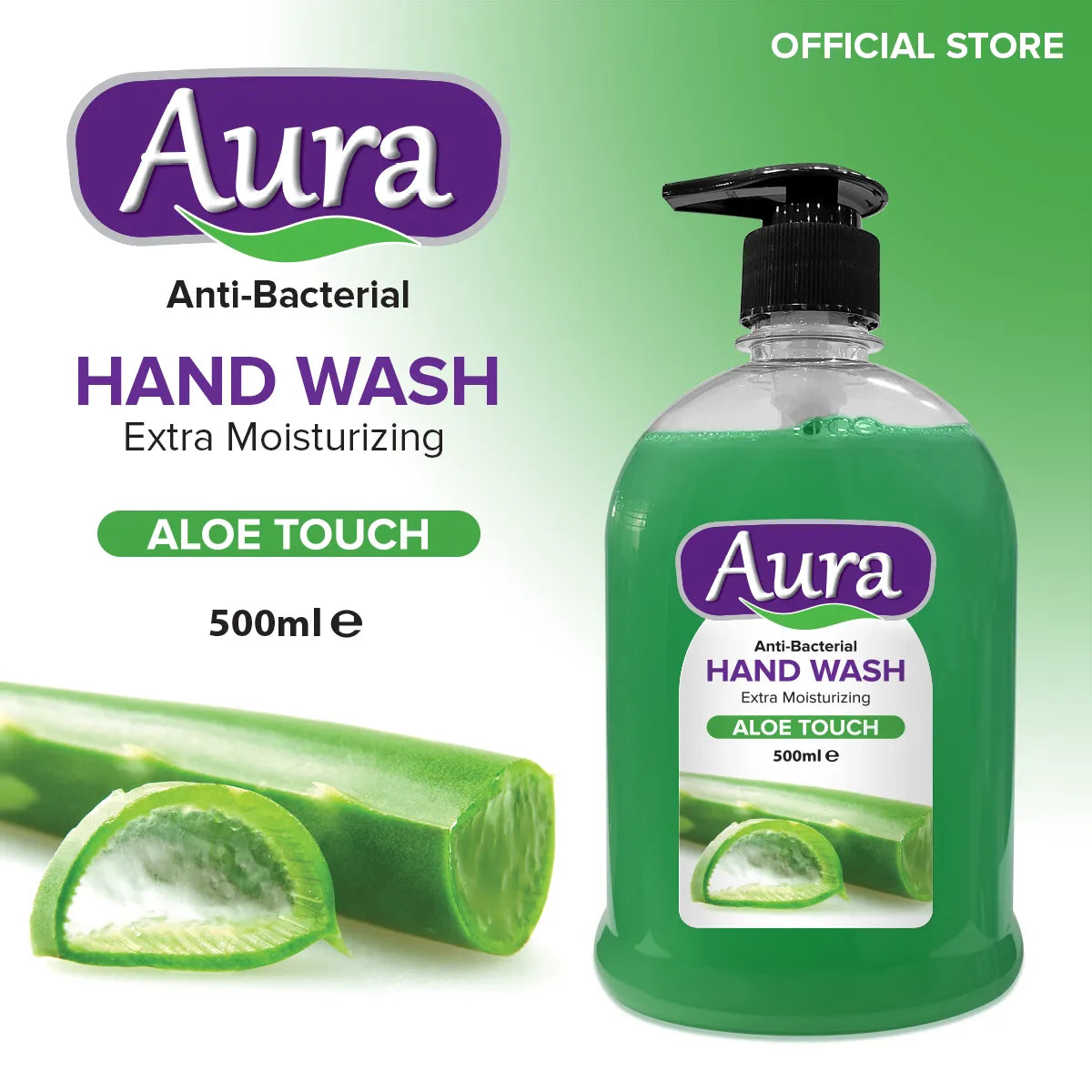 Aura Anti-Bacterial Liquid Handwash Aloe Touch 500ML - Buy Online in Pakistan at Cosmia.pk
