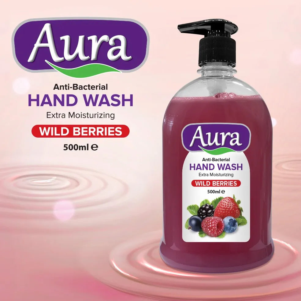 Aura Anti-Bacterial Liquid Handwash Wild Berries 500ML - Buy Online in Pakistan at Cosmia.pk