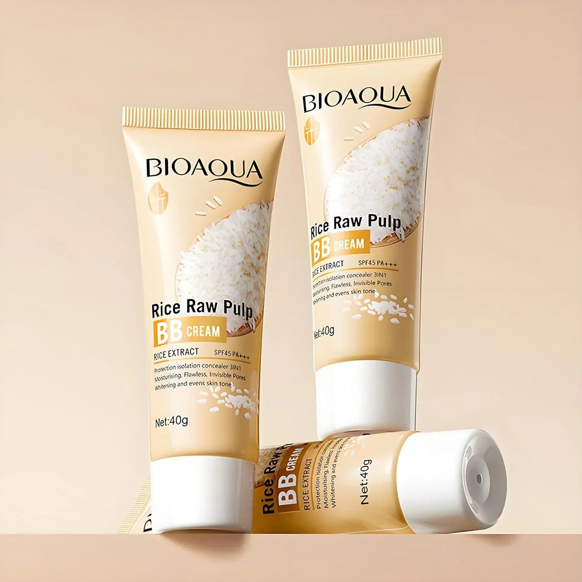 Bioaqua Rice Raw Pulp BB Cream Rice Extract SPF45 Pa+++  -  40g - Buy Online in Pakistan at Cosmia.pk