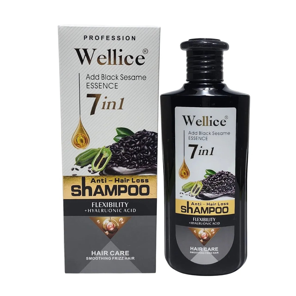 Wellice 7 in 1 Anti - Hair Loss Black Sesame Hyalruonic Acid & Soothing Frizz Shampoo 400g - Buy Online in Pakistan at Cosmia.pk