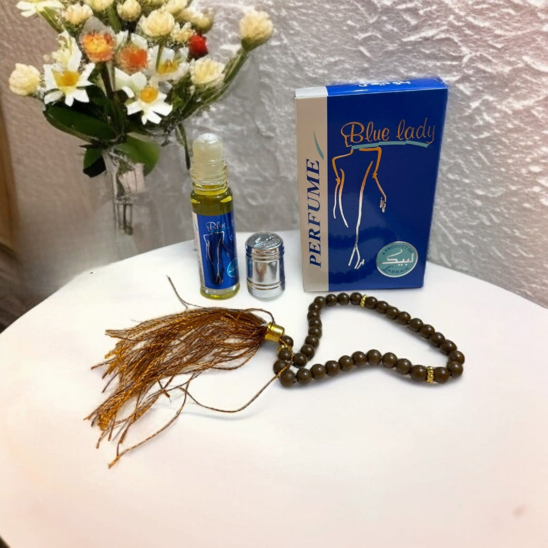 Blue Lady Attar With Tasbeeh Alcohol-Free Fragrance - 6ml - Buy Online in Pakistan at Cosmia.pk