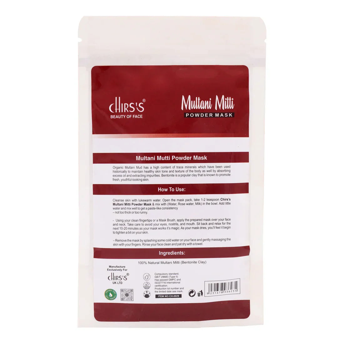 Chirs Multani Mitti Powder Mask - 100g - Buy Online in Pakistan at Cosmia.pk