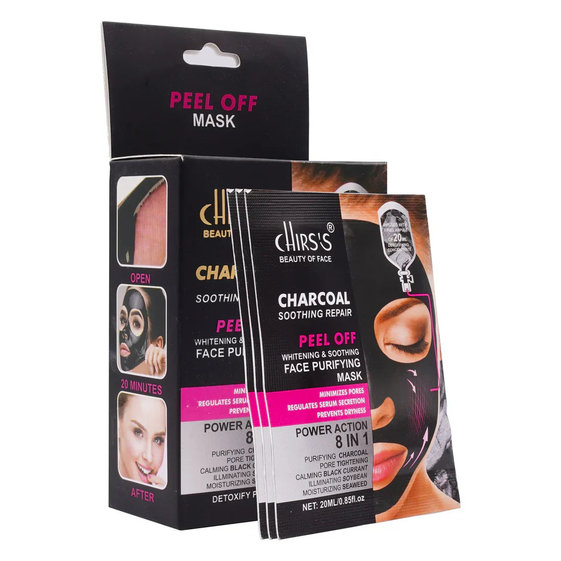 Chirs's Charcoal Soothing Repair Peel Off Mask 8 in 1 Face Purifying - Buy Online in Pakistan at Cosmia.pk