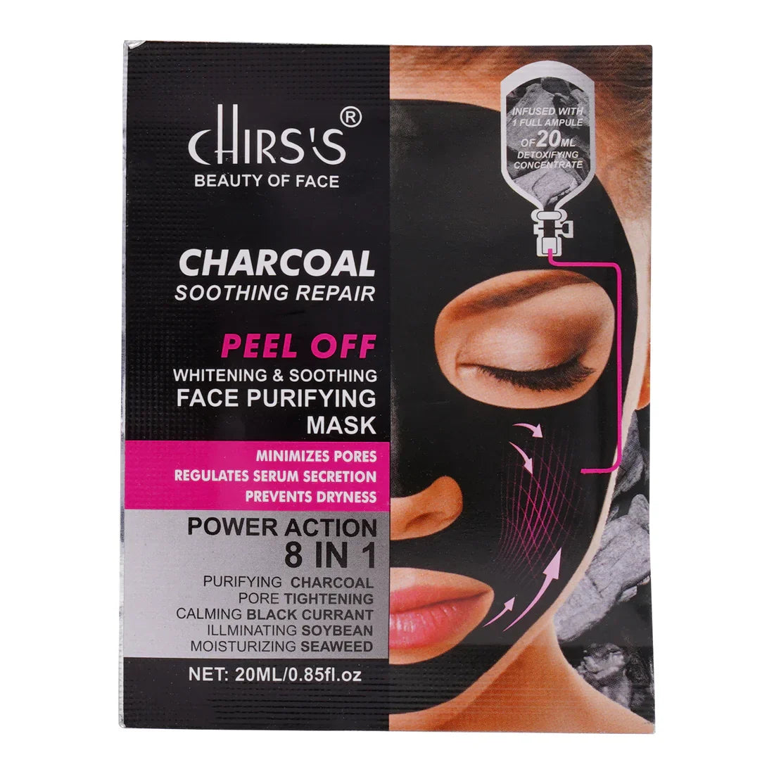 Chirs's Charcoal Soothing Repair Peel Off Mask 8 in 1 Face Purifying - Buy Online in Pakistan at Cosmia.pk