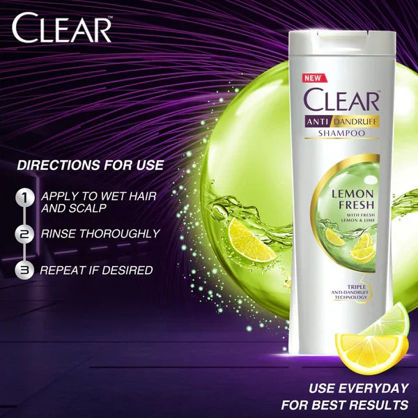 Clear Lemon Fresh Triple Anti-Dandruff Shampoo, 380ml - Buy Online in Pakistan at Cosmia.pk