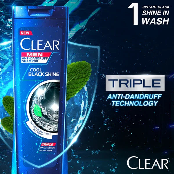 Clear Men Triple Anti-Dandruff Cool Black Shine Shampoo - 80ml - Buy Online in Pakistan at Cosmia.pk