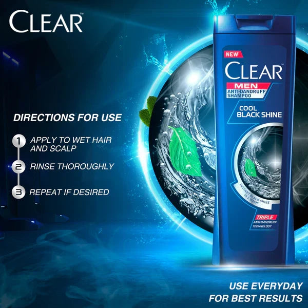 Clear Men Triple Anti-Dandruff Cool Black Shine Shampoo - 80ml - Buy Online in Pakistan at Cosmia.pk