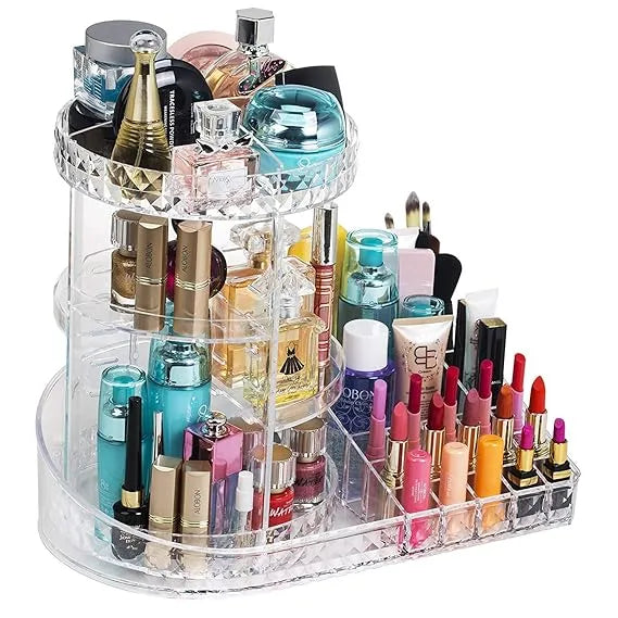 Diamond Pattern Dressing Case 360° Rotating Cosmetics Organiser - Buy Online in Pakistan at Cosmia.pk