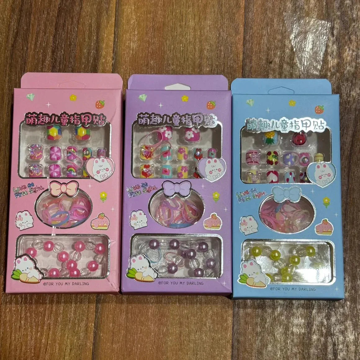 Cute Artifical Nails,2 bracelets & Hair rubber For Kids - Buy Online in Pakistan at Cosmia.pk