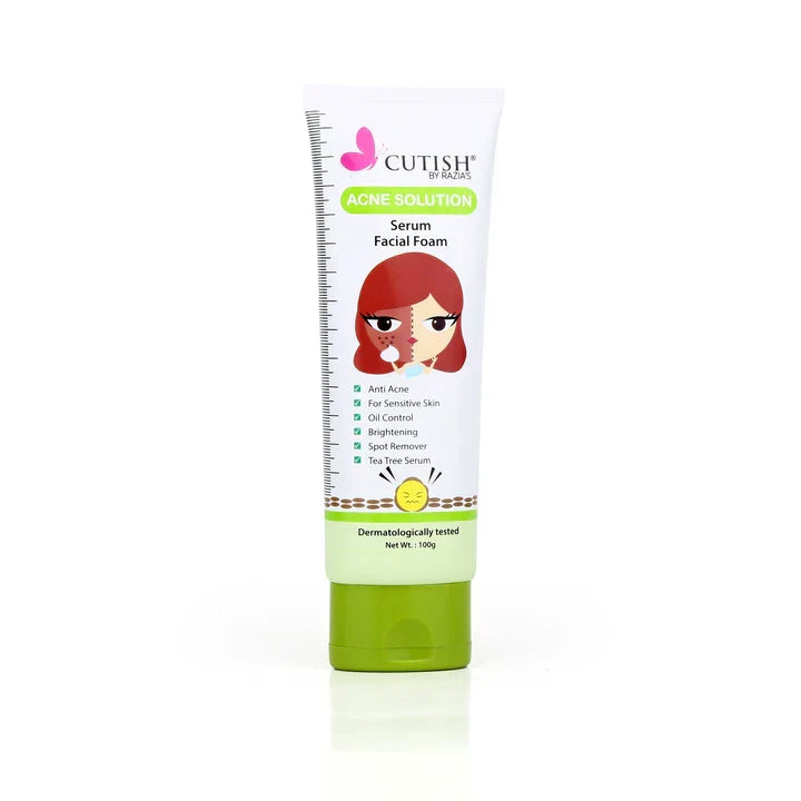 Cutish Acne Solution Serum Facial Foam 100g - Buy Online in Pakistan at Cosmia.pk