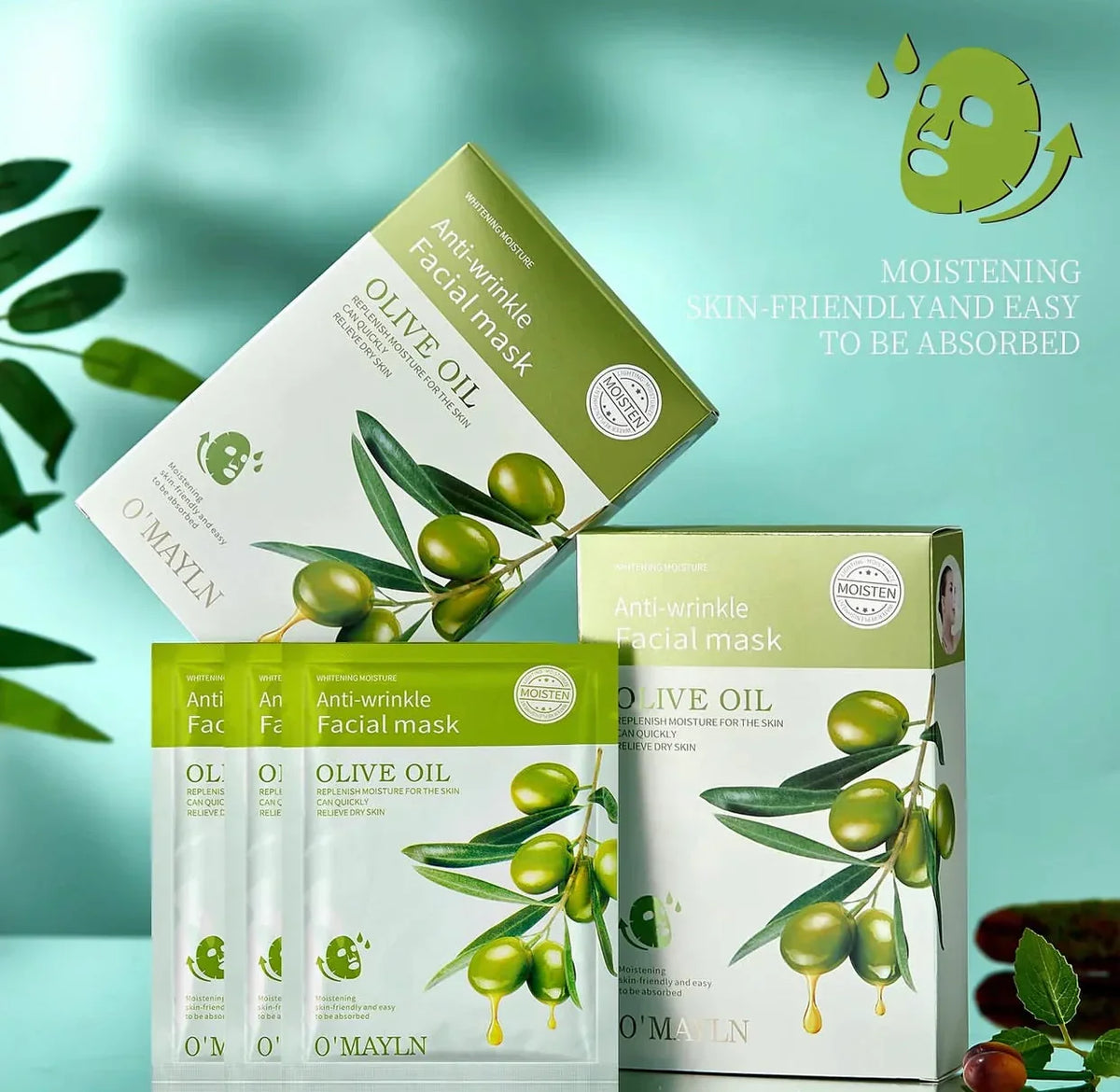 O'Mayln Anti-Wrinkle Olive Oil Facial Mask - 10 PCS - Buy Online in Pakistan at Cosmia.pk